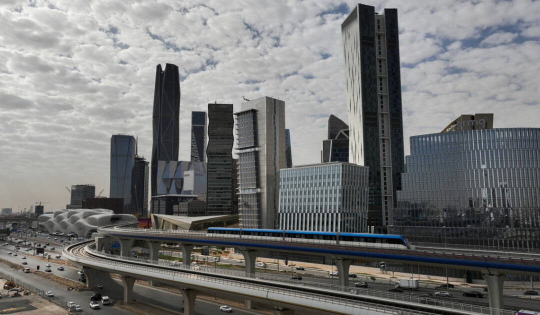A train leaves the King Abdullah Financial District Metro Station in Riyadh, Saudi Arabia, December 1, 2024. (REUTERS)