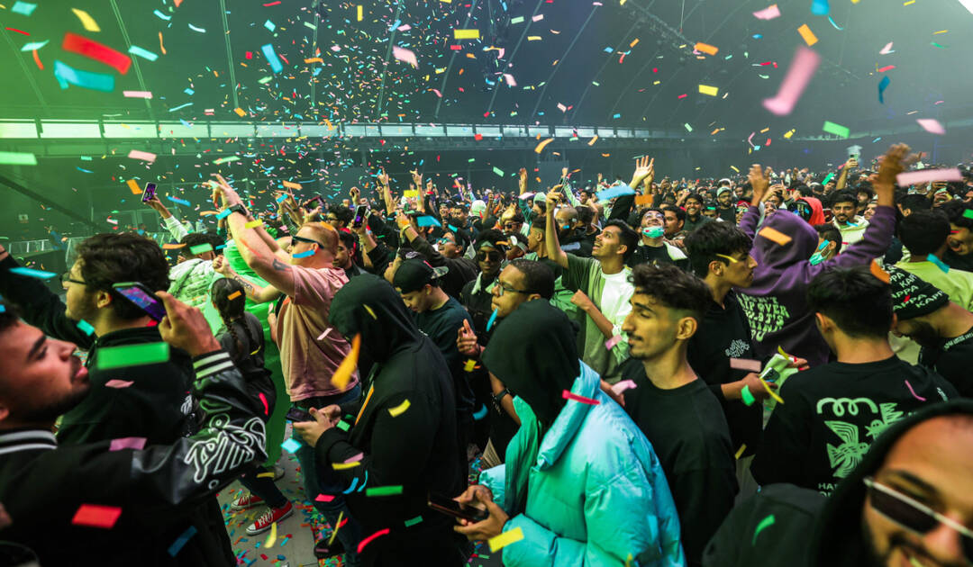 People attend the MDLBEAST Soundstorm 2022 music festival in Banban, Riyadh on December 1, 2022. (AFP)
